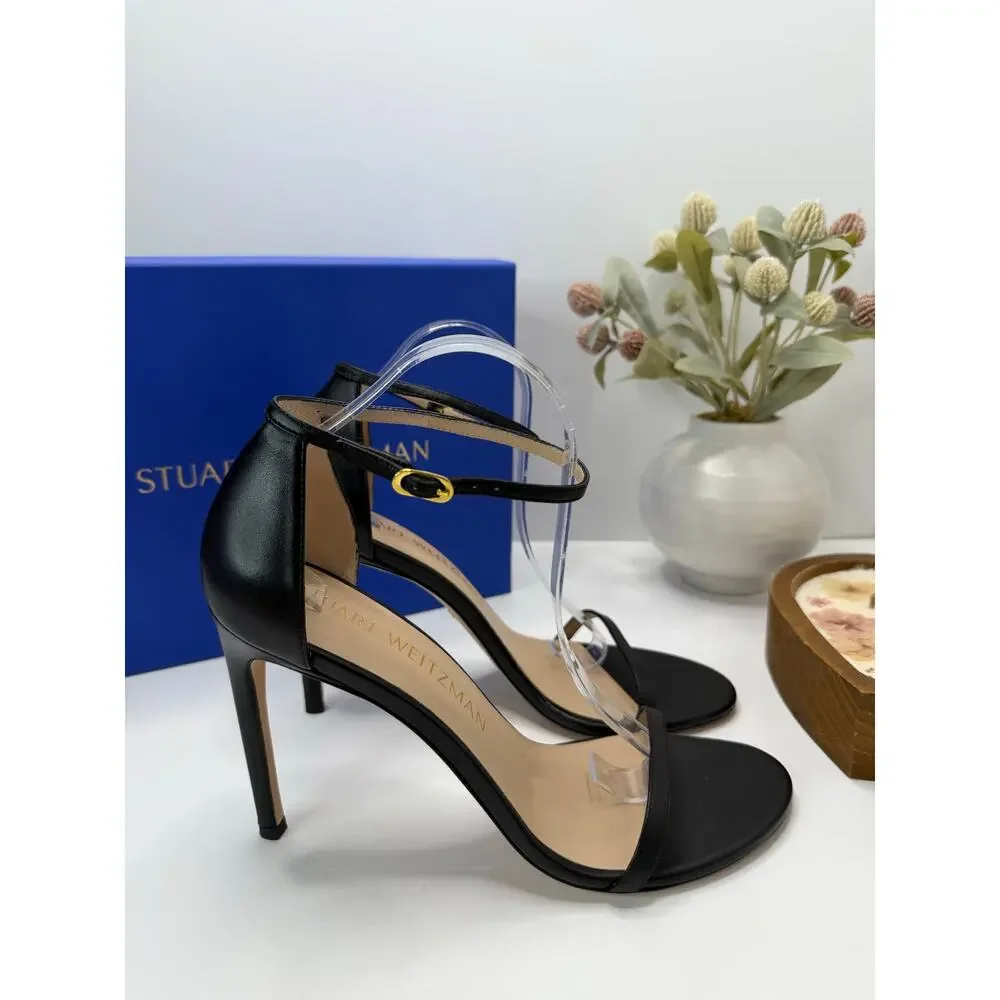 Stuart Weitzman Nudistsong Leather Ankle Strap Sandal Black Women's 11.5B